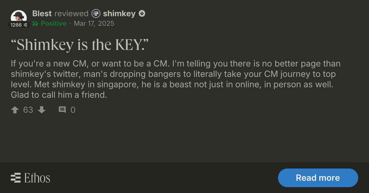 Blest left a positive review for shimkey (opinion arc)